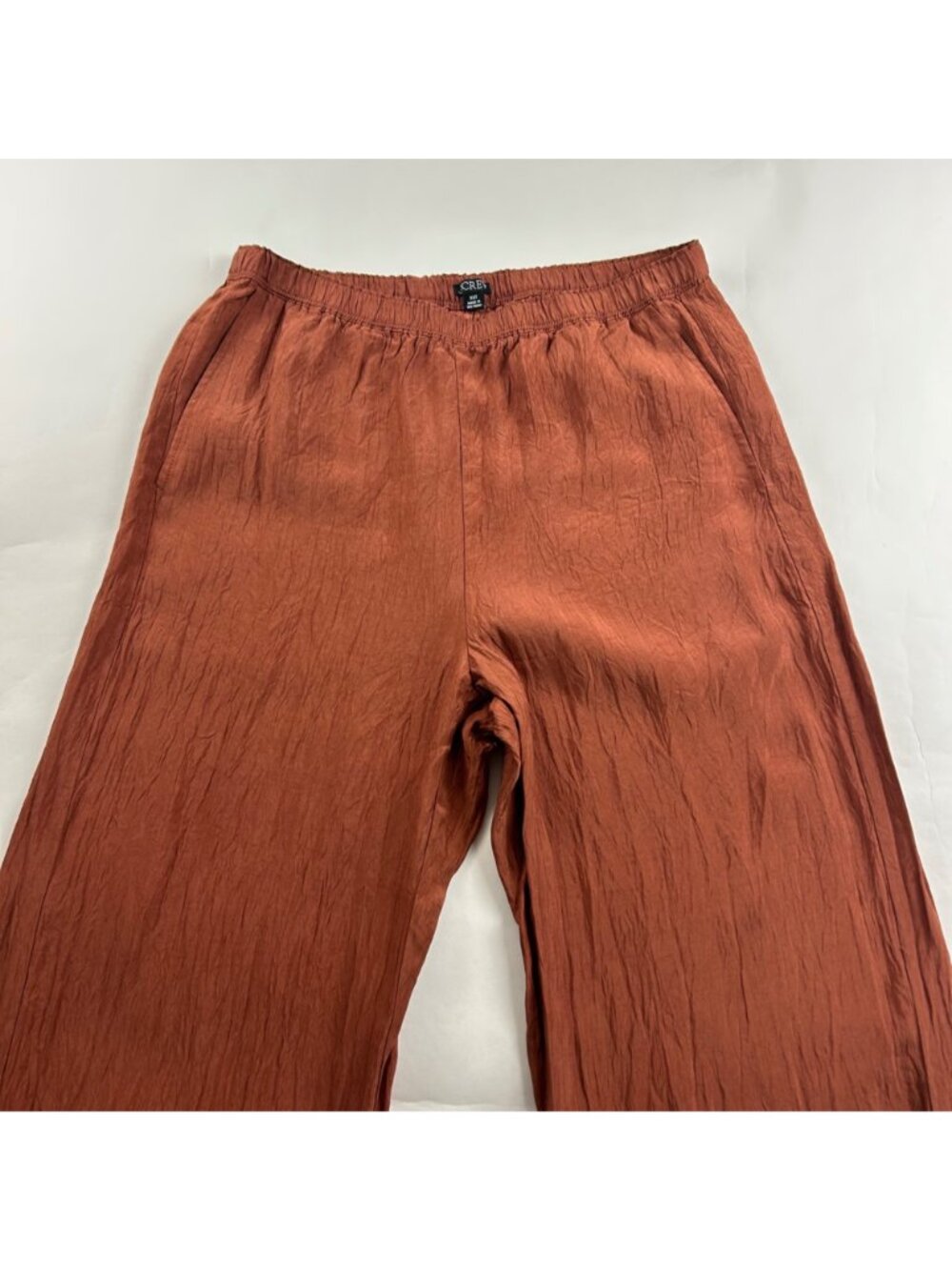 TALL J. Crew Bronze Crinkle High Rise Wide Leg Summer Trouser XST - Picture 2 of 8